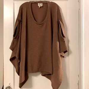PPLA Tan Poncho Size Small PPLA Oversized Brown Poncho Arm Holes